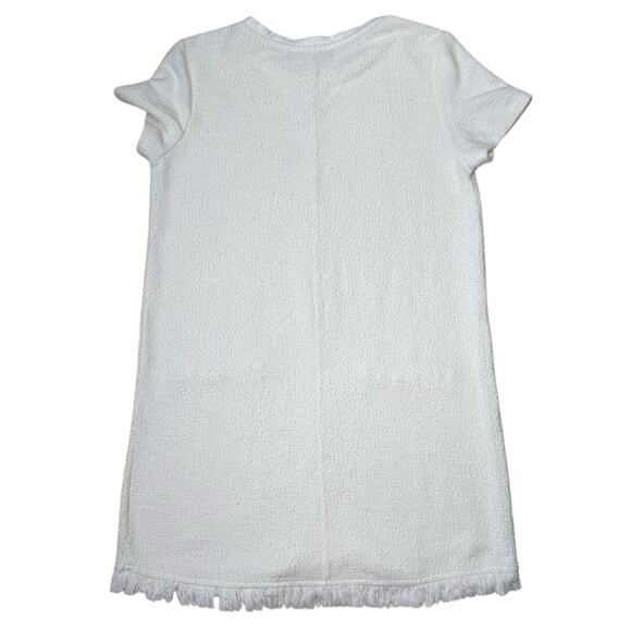 Zara Off White Fringe Tweed Shift Dress - Picture 3 of 10